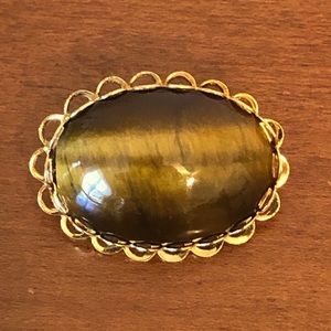 Vintage Tiger Eye Brooch